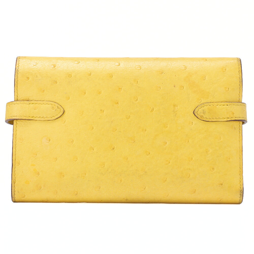 HERMES Kelly Wallet 2-Fold Long Wallet Medium Ostrich JanueNaples Women's Wallet Silver-Tone Hardware, Pre-Owned