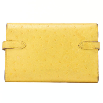HERMES Kelly Wallet 2-Fold Long Wallet Medium Ostrich JanueNaples Women's Wallet Silver-Tone Hardware, Pre-Owned