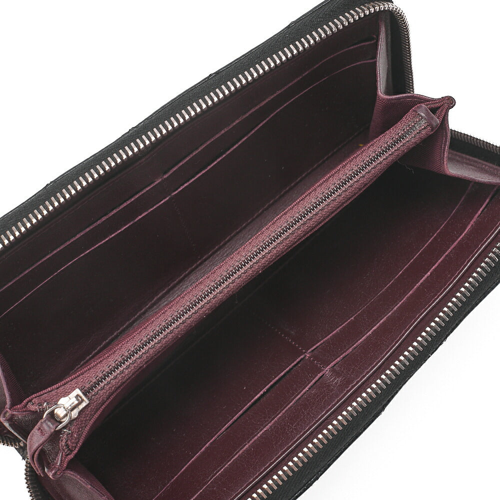 CHANEL Matlasse Round Long Wallet Caviar Skin Black (Silver Fittings) Women's Wallet Wallet [Used] [Free Shipping]