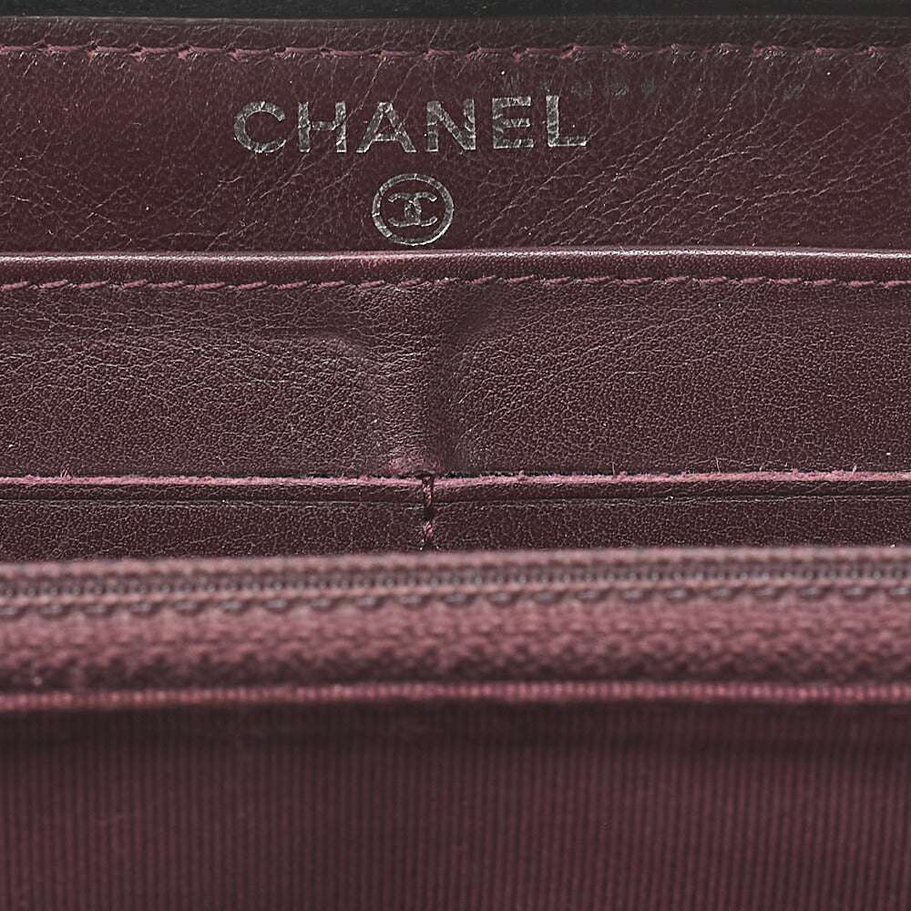 CHANEL Matlasse Round Long Wallet Caviar Skin Black (Silver Fittings) Women's Wallet Wallet [Used] [Free Shipping]