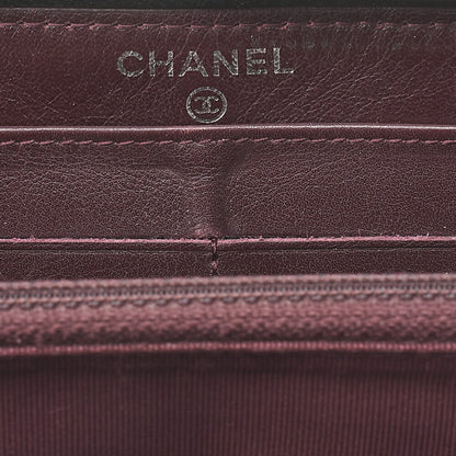 CHANEL Matlasse Round Long Wallet Caviar Skin Black (Silver Fittings) Women's Wallet Wallet [Used] [Free Shipping]