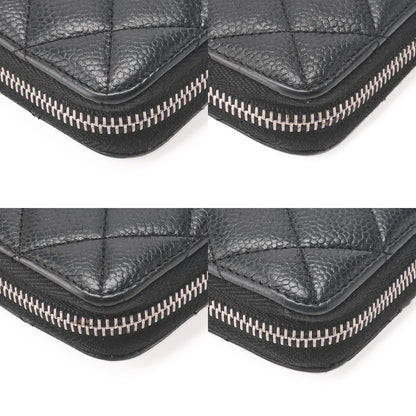 CHANEL Matlasse Round Long Wallet Caviar Skin Black (Silver Fittings) Women's Wallet Wallet [Used] [Free Shipping]