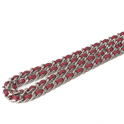 CHANEL Chain Shoulder Bag Chain Wallet Caviar Skin Push Lock Coco Mark Red Silver-Tone Hardware, Pre-Owned
