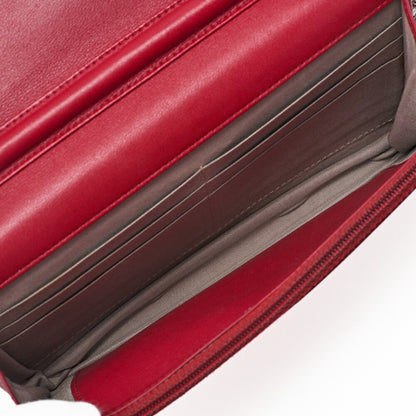 CHANEL Chain Shoulder Bag Chain Wallet Caviar Skin Push Lock Coco Mark Red Silver-Tone Hardware, Pre-Owned