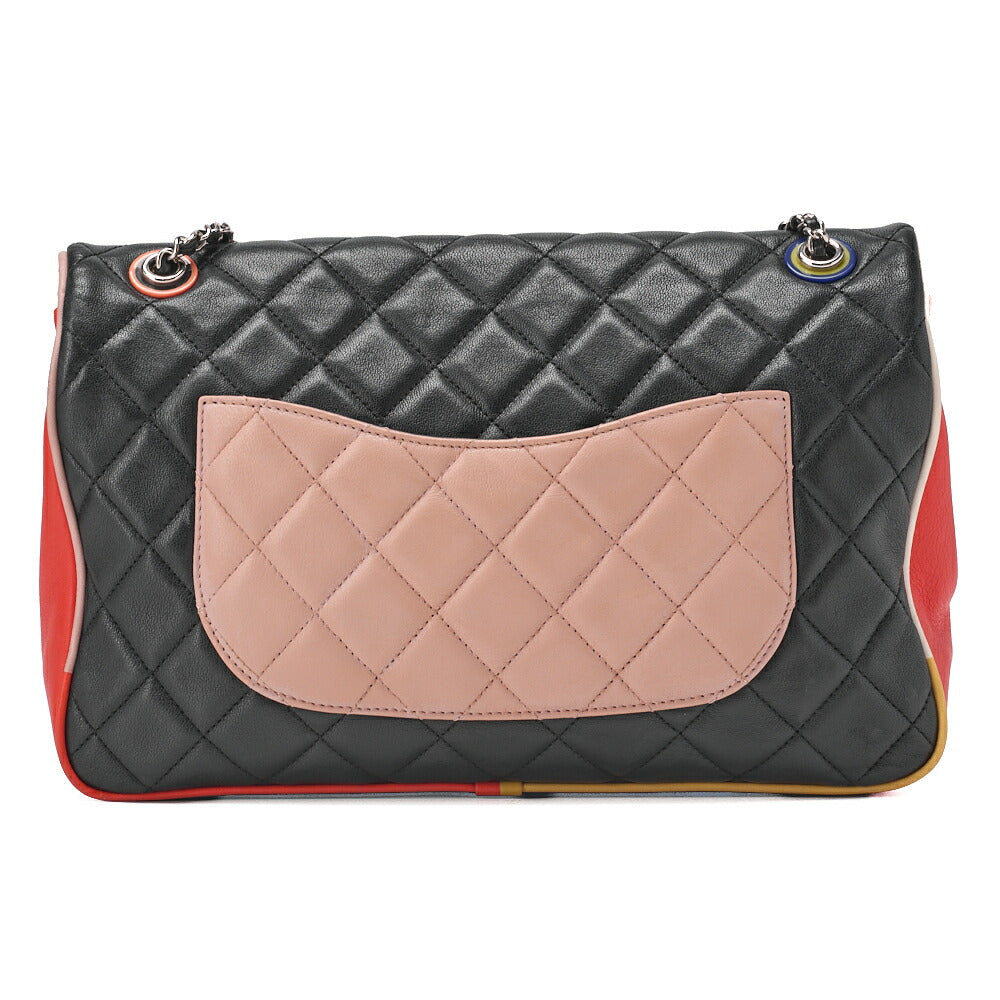 CHANEL Che Shoulder Bag Matelasse Single Flap Turnlock Black x Bicolor Silver-Tone Hardware, Pre-Owned