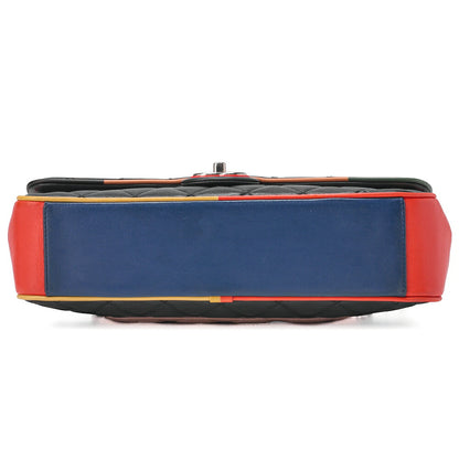 CHANEL Che Shoulder Bag Matelasse Single Flap Turnlock Black x Bicolor Silver-Tone Hardware, Pre-Owned