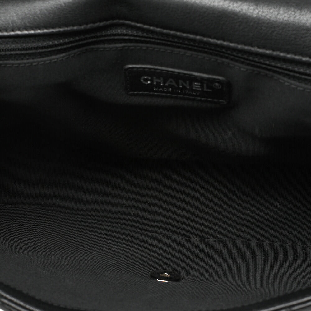 CHANEL Che Shoulder Bag Matelasse Single Flap Turnlock Black x Bicolor Silver-Tone Hardware, Pre-Owned