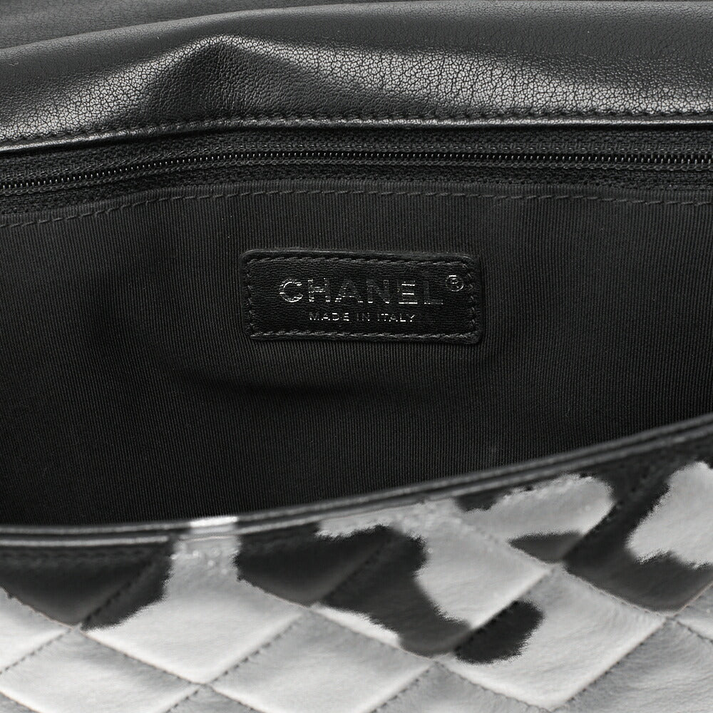 CHANEL Che Shoulder Bag Matelasse Single Flap Turnlock Black x Bicolor Silver-Tone Hardware, Pre-Owned