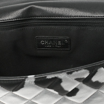 CHANEL Che Shoulder Bag Matelasse Single Flap Turnlock Black x Bicolor Silver-Tone Hardware, Pre-Owned