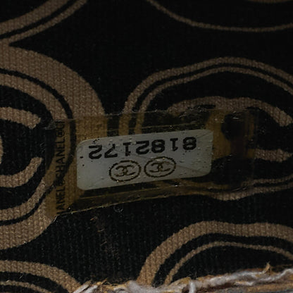 CHANEL Coco Mark All-Over Pattern Handbag Cotton Black  x  Gold Gold-Tone Hardware, Pre-Owned