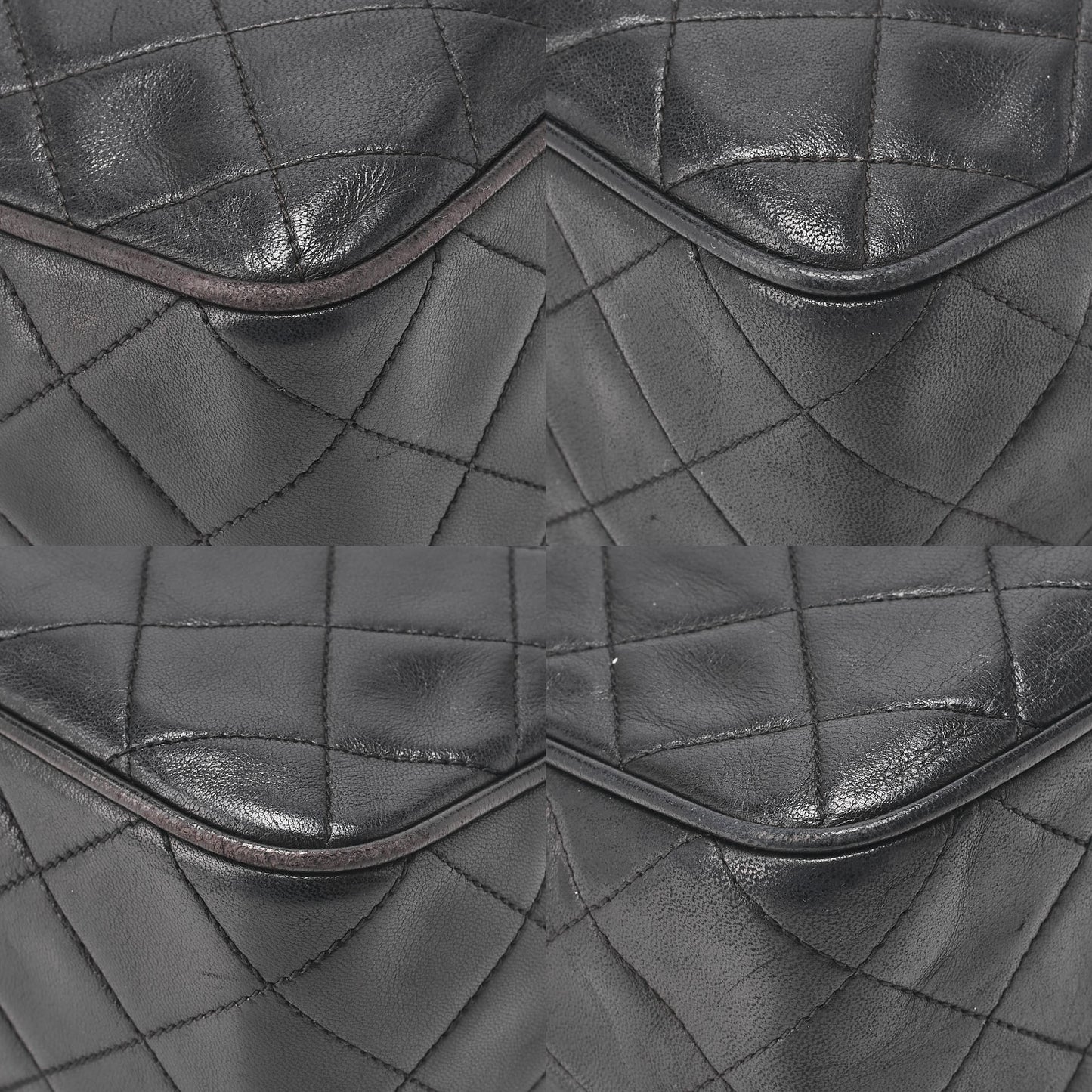 CHANEL チェーンショルダーバッグ マトラッセ ココマーク ラムスキン ボールチャーム 黒 ゴールド金具 中古