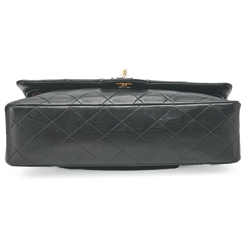 CHANEL Chain Shoulder Bag Matelasse Double Flap 25cm Lambskin Black Gold-Tone Hardware, Pre-Owned