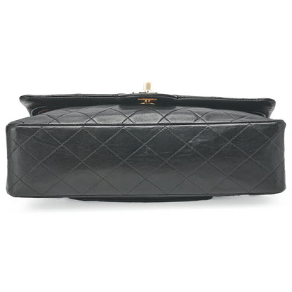CHANEL Chain Shoulder Bag Matelasse Double Flap 25cm Lambskin Black Gold-Tone Hardware, Pre-Owned