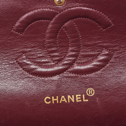 CHANEL Chain Shoulder Bag Matelasse Double Flap 25cm Lambskin Black Gold-Tone Hardware, Pre-Owned