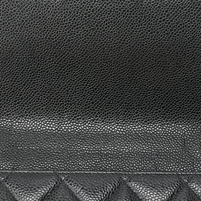 CHANEL Chain Shoulder Bag Deca Matelasse Double Flap 30cm Caviar Skin Black Gold-Tone Hardware, Pre-Owned