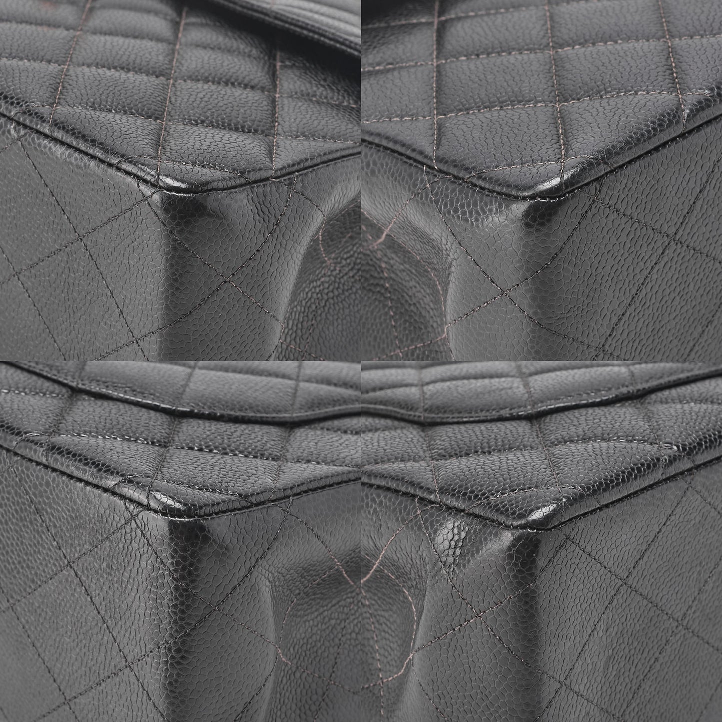 CHANEL Chain Shoulder Bag Deca Matelasse Double Flap 30cm Caviar Skin Black Gold-Tone Hardware, Pre-Owned