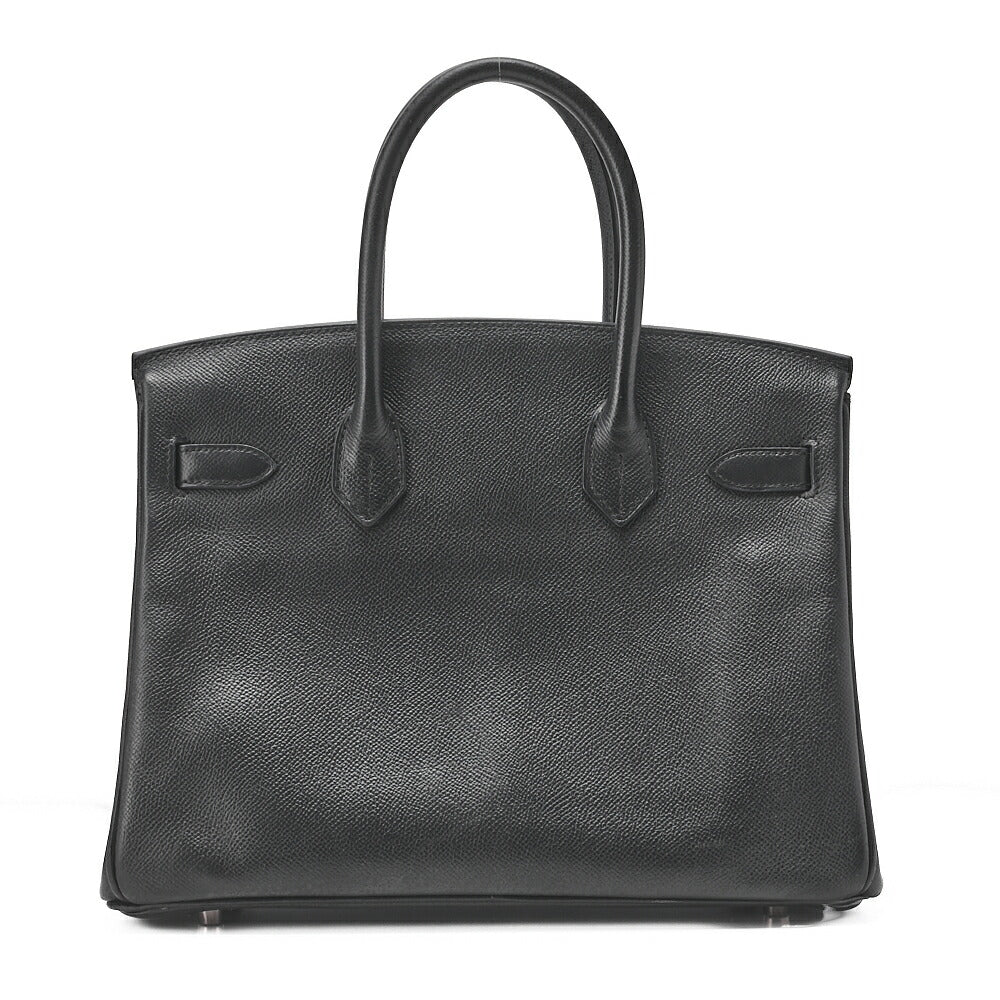 HERMES Birkin 30 Handbag Epson Black Silver-Tone Hardware, Pre-Owned
