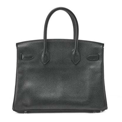 HERMES Birkin 30 Handbag Epson Black Silver-Tone Hardware, Pre-Owned
