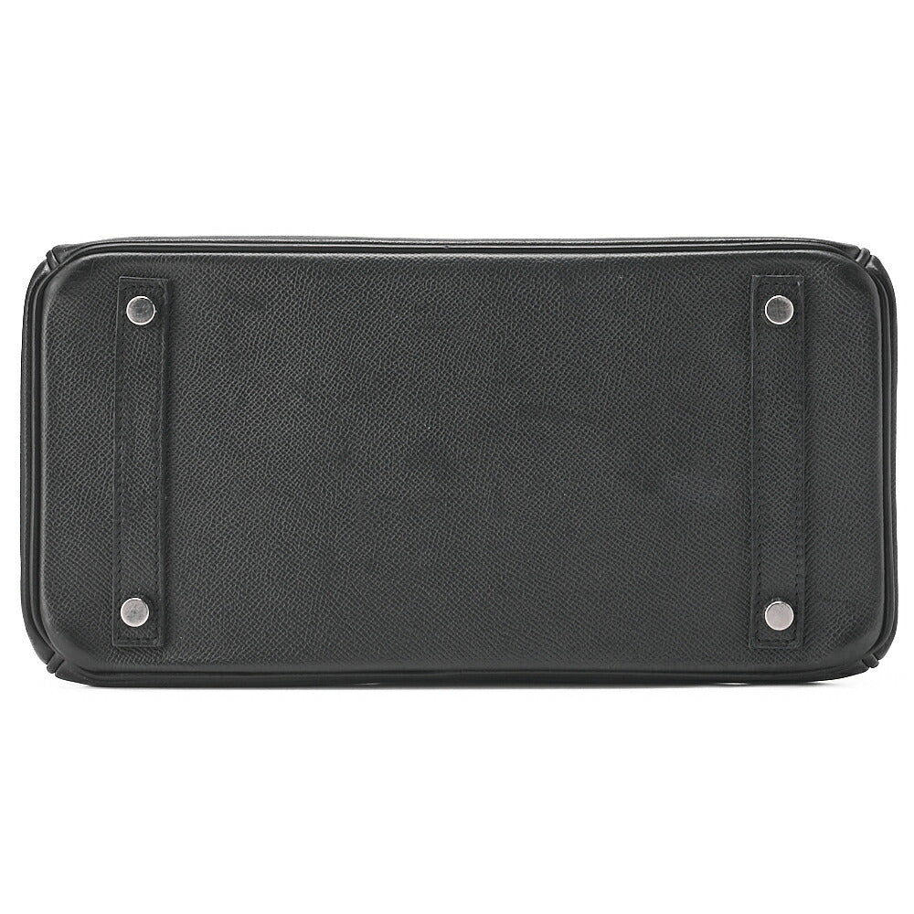 HERMES Birkin 30 Handbag Epson Black Silver-Tone Hardware, Pre-Owned