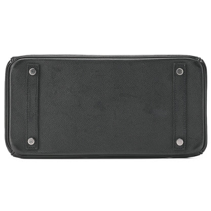 HERMES Birkin 30 Handbag Epson Black Silver-Tone Hardware, Pre-Owned