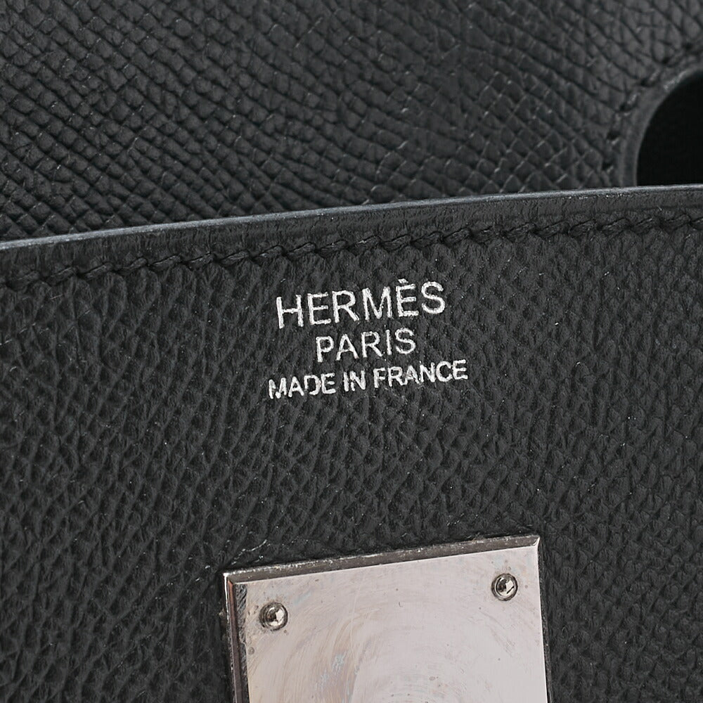 HERMES Birkin 30 Handbag Epson Black Silver-Tone Hardware, Pre-Owned