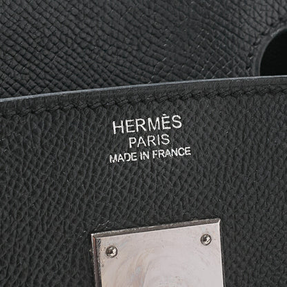 HERMES Birkin 30 Handbag Epson Black Silver-Tone Hardware, Pre-Owned