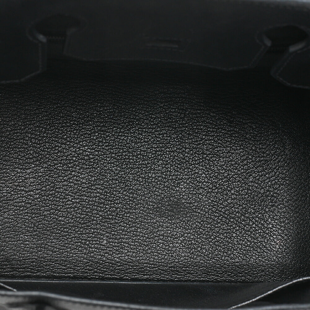 HERMES Birkin 30 Handbag Epson Black Silver-Tone Hardware, Pre-Owned