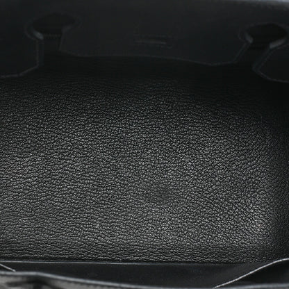 HERMES Birkin 30 Handbag Epson Black Silver-Tone Hardware, Pre-Owned