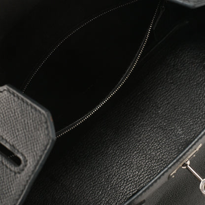 HERMES Birkin 30 Handbag Epson Black Silver-Tone Hardware, Pre-Owned