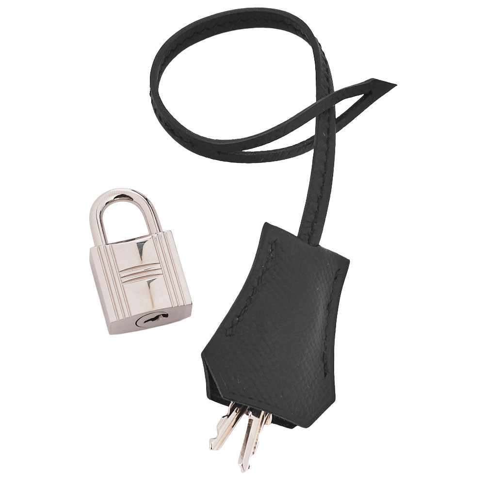 HERMES Birkin 30 Handbag Epson Black Silver-Tone Hardware, Pre-Owned