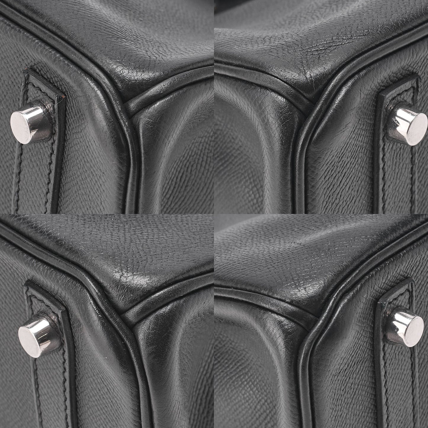 HERMES Birkin 30 Handbag Epson Black Silver-Tone Hardware, Pre-Owned