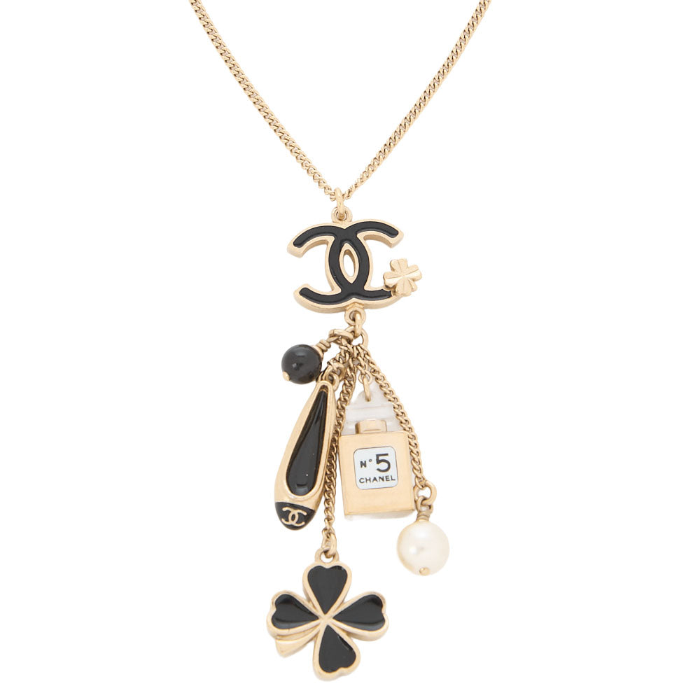 CHANEL Cocomark Icon 12A Necklace GP x  Faux Pearl Gold Gold-Tone Hardware, Pre-Owned