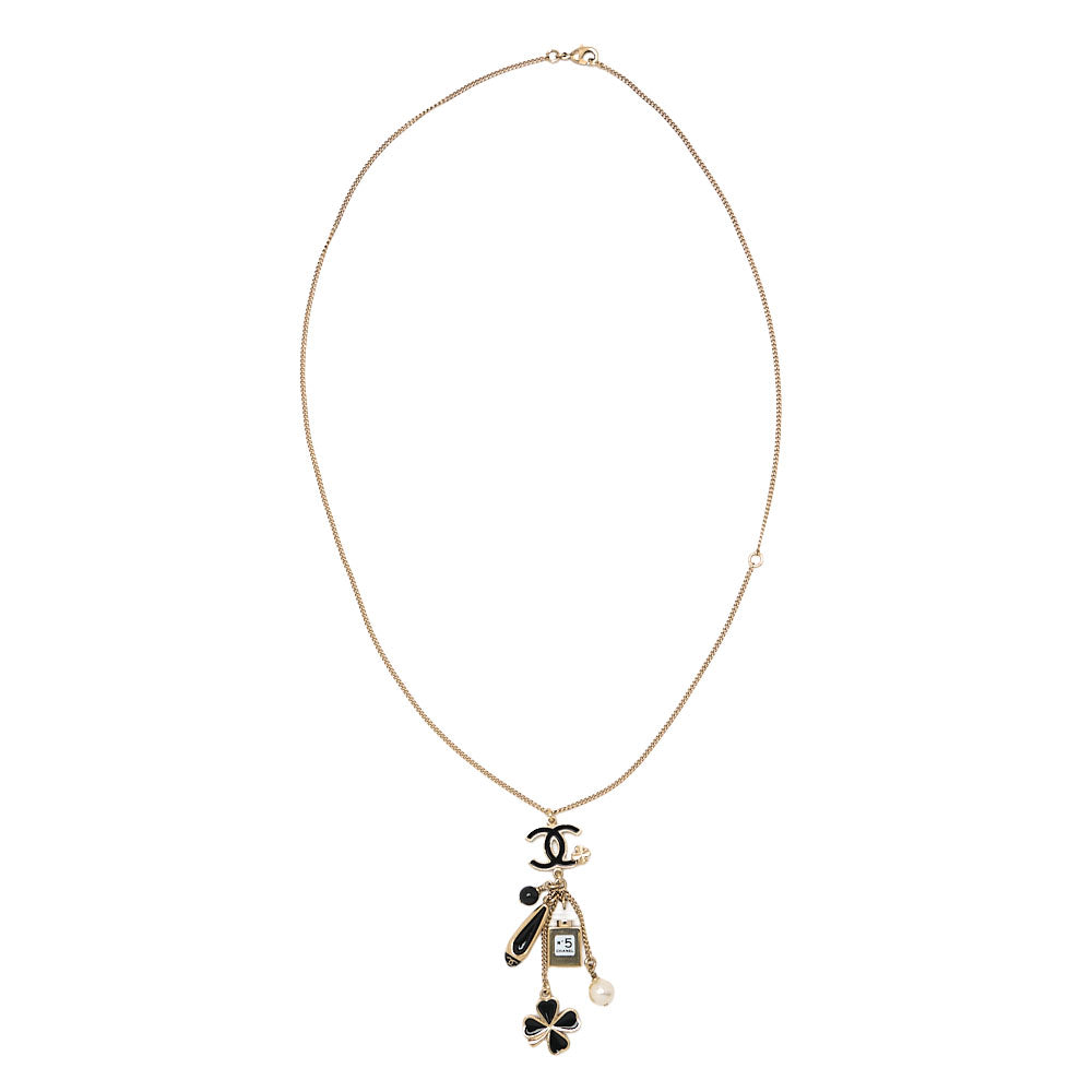 CHANEL Cocomark Icon 12A Necklace GP x  Faux Pearl Gold Gold-Tone Hardware, Pre-Owned