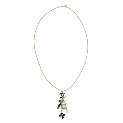 CHANEL Cocomark Icon 12A Necklace GP x  Faux Pearl Gold Gold-Tone Hardware, Pre-Owned