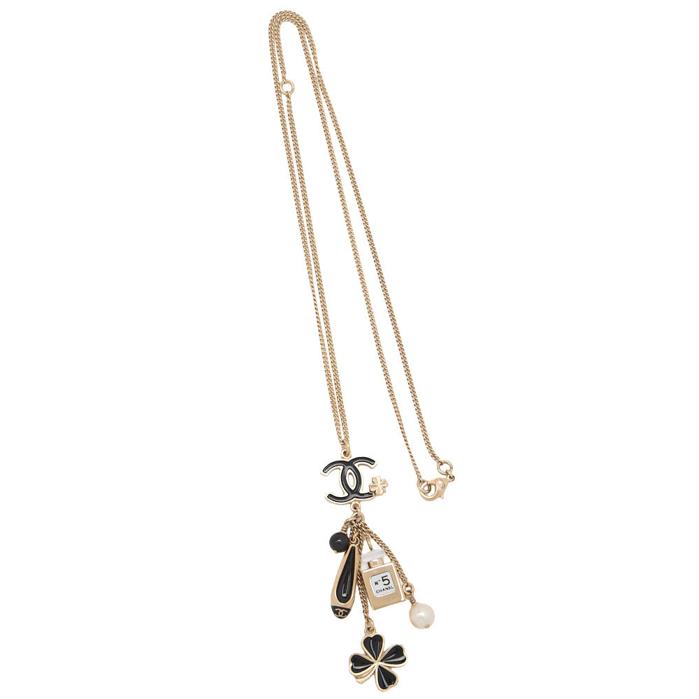 CHANEL Cocomark Icon 12A Necklace GP x  Faux Pearl Gold Gold-Tone Hardware, Pre-Owned