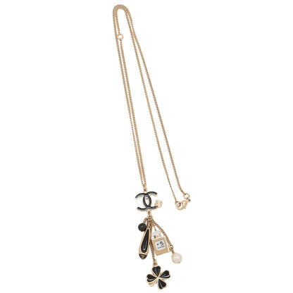 CHANEL Cocomark Icon 12A Necklace GP x  Faux Pearl Gold Gold-Tone Hardware, Pre-Owned