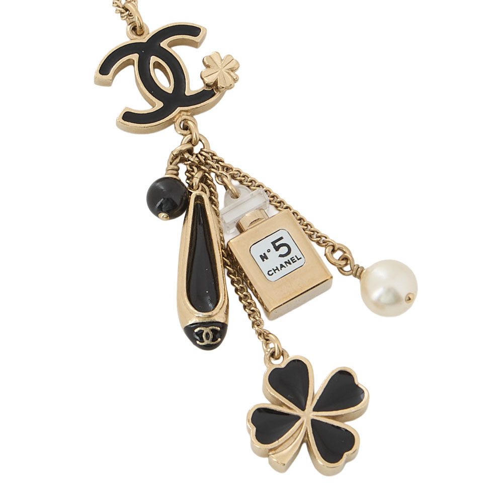 CHANEL Cocomark Icon 12A Necklace GP x  Faux Pearl Gold Gold-Tone Hardware, Pre-Owned