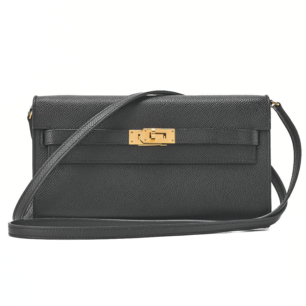 HERMES Kelly Wallet 2-Fold Long Wallet Togo Epson Black Gold-Tone Hardware, Pre-Owned