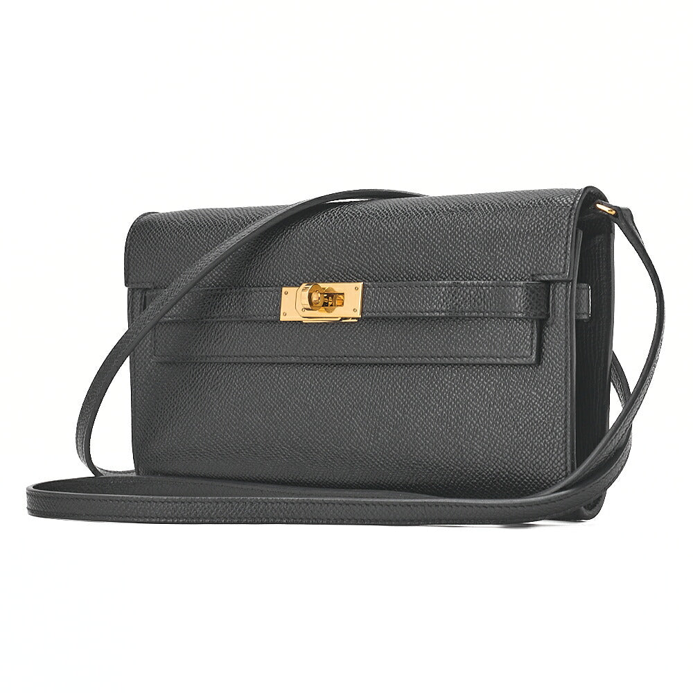 HERMES Kelly Wallet 2-Fold Long Wallet Togo Epson Black Gold-Tone Hardware, Pre-Owned
