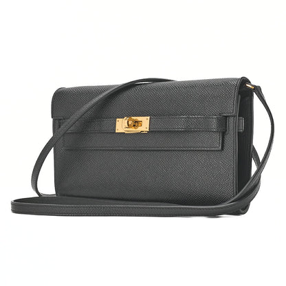 HERMES Kelly Wallet 2-Fold Long Wallet Togo Epson Black Gold-Tone Hardware, Pre-Owned