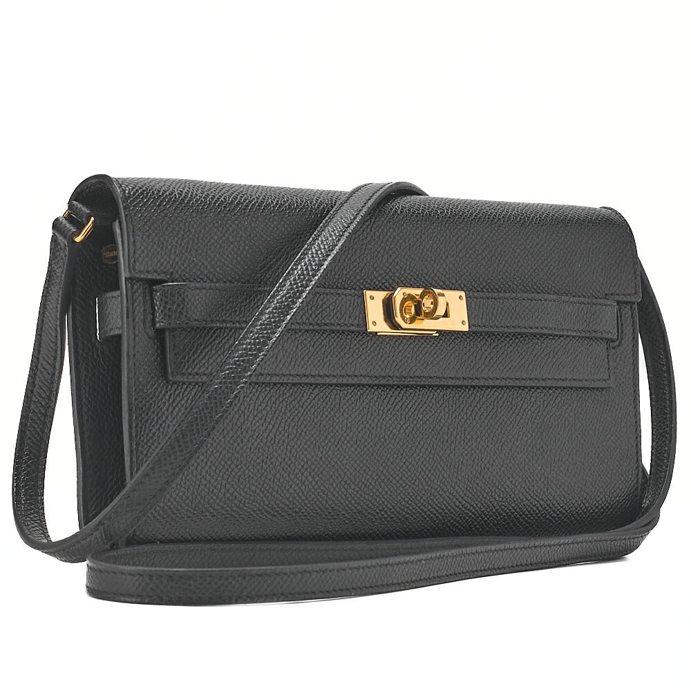 HERMES Kelly Wallet 2-Fold Long Wallet Togo Epson Black Gold-Tone Hardware, Pre-Owned
