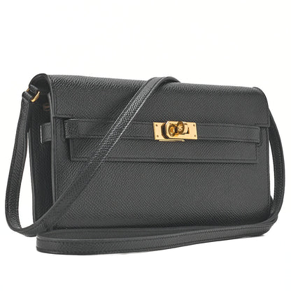 HERMES Kelly Wallet 2-Fold Long Wallet Togo Epson Black Gold-Tone Hardware, Pre-Owned