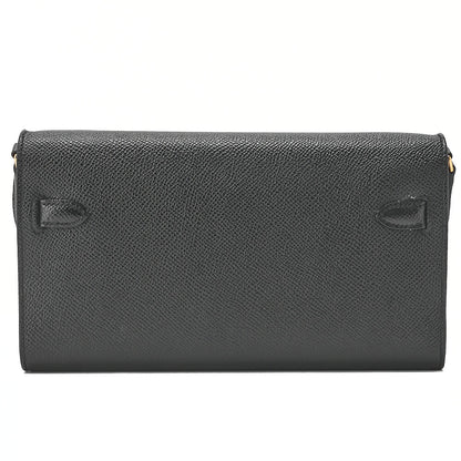 HERMES Kelly Wallet 2-Fold Long Wallet Togo Epson Black Gold-Tone Hardware, Pre-Owned