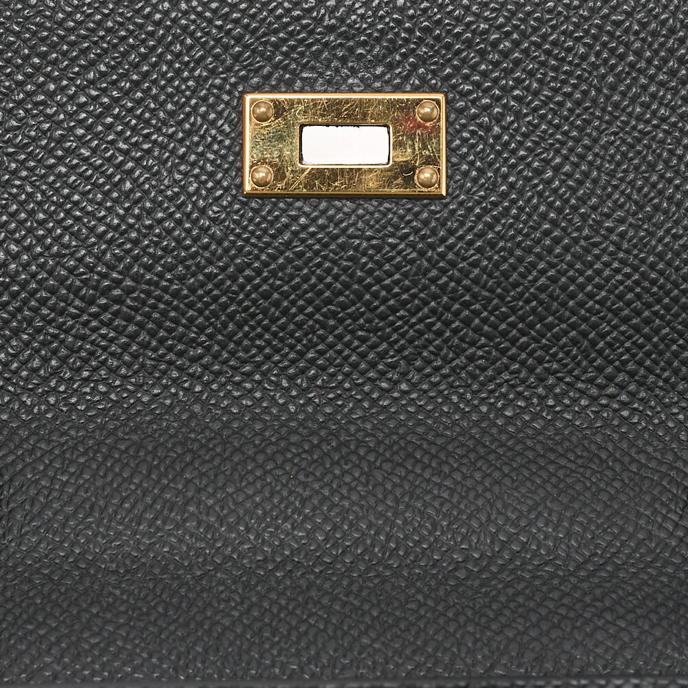 HERMES Kelly Wallet 2-Fold Long Wallet Togo Epson Black Gold-Tone Hardware, Pre-Owned