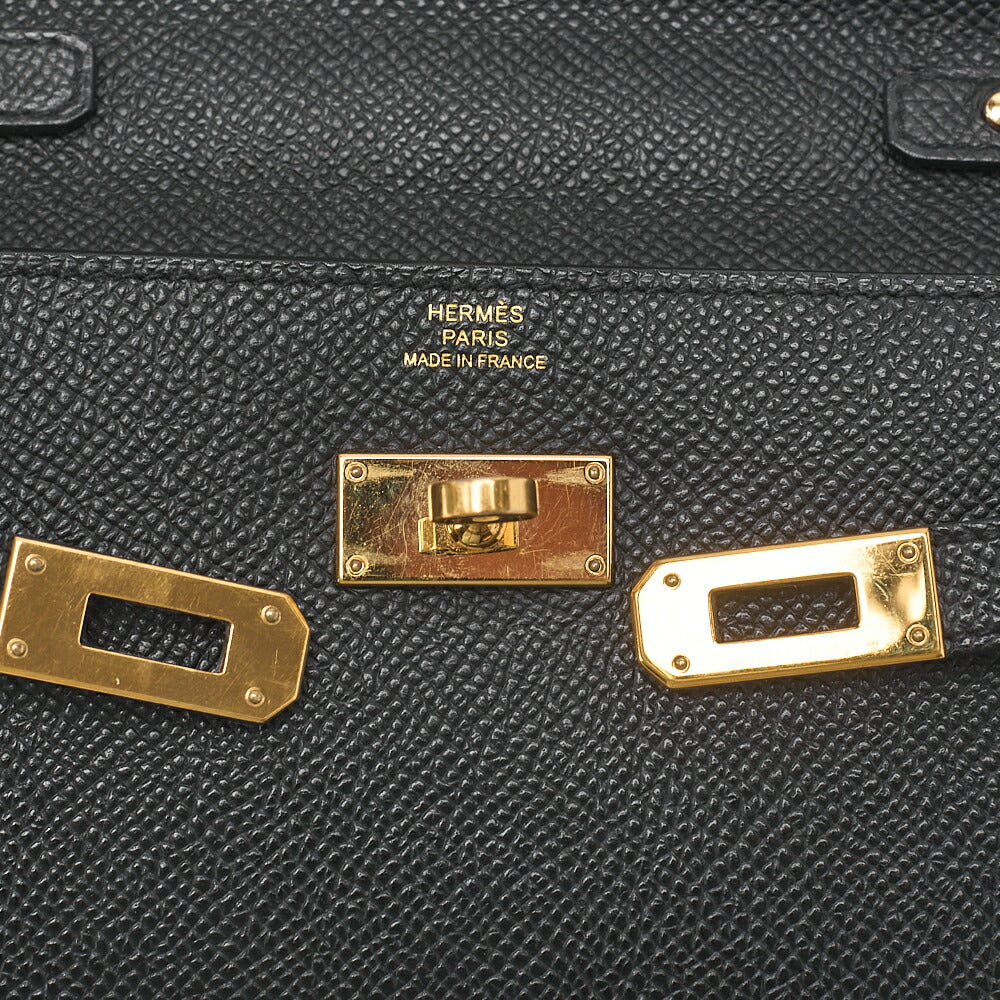 HERMES Kelly Wallet 2-Fold Long Wallet Togo Epson Black Gold-Tone Hardware, Pre-Owned