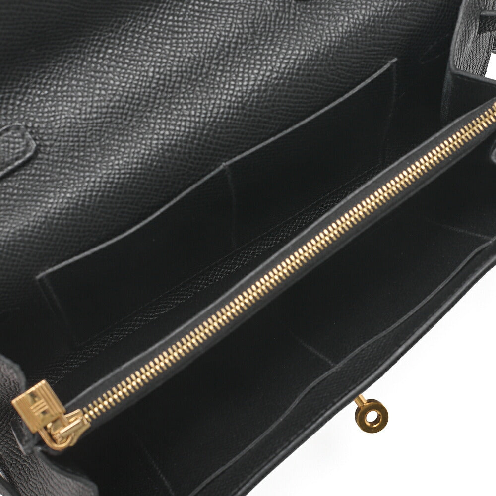 HERMES Kelly Wallet 2-Fold Long Wallet Togo Epson Black Gold-Tone Hardware, Pre-Owned