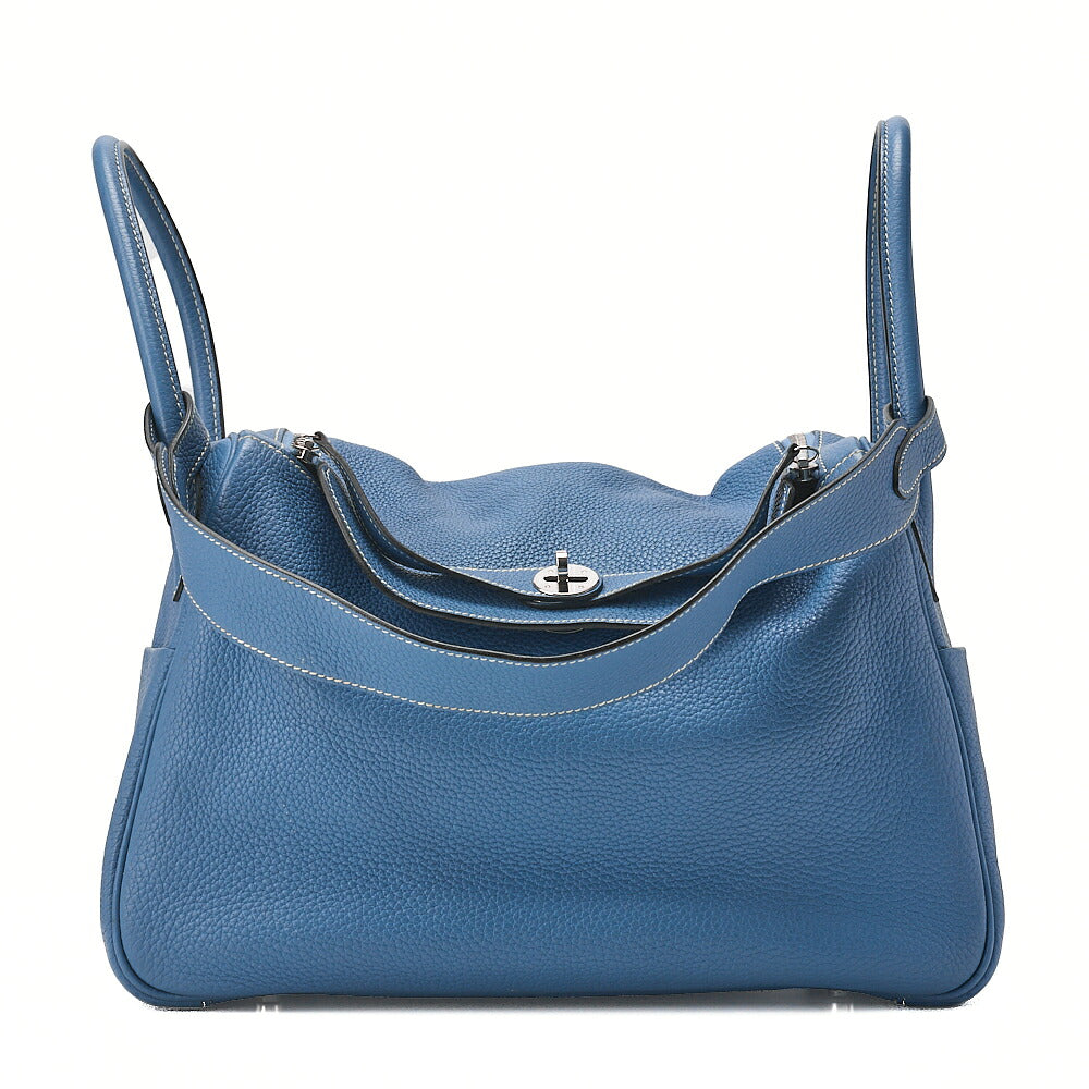 HERMES Lindy 34 Shoulder Bag Tryon Clemence Blue Jean Blue Jean Silver-Tone Hardware, Pre-Owned