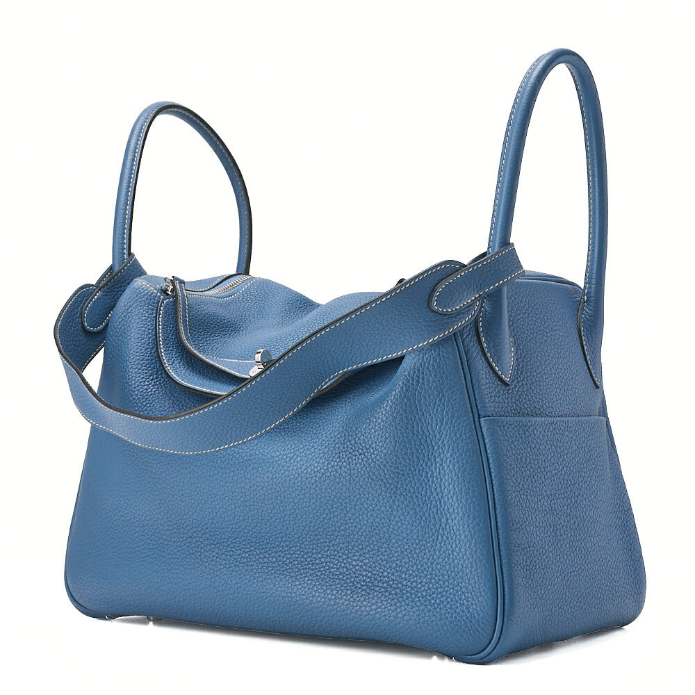 HERMES Lindy 34 Shoulder Bag Tryon Clemence Blue Jean Blue Jean Silver-Tone Hardware, Pre-Owned