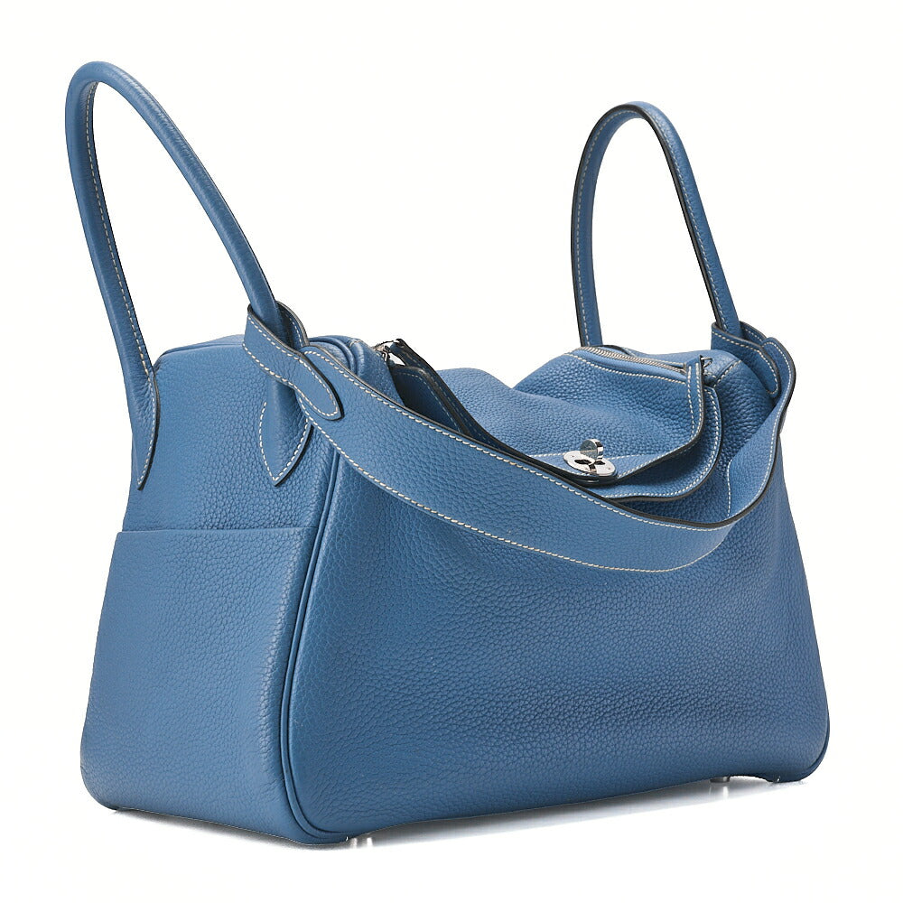 HERMES Lindy 34 Shoulder Bag Tryon Clemence Blue Jean Blue Jean Silver-Tone Hardware, Pre-Owned