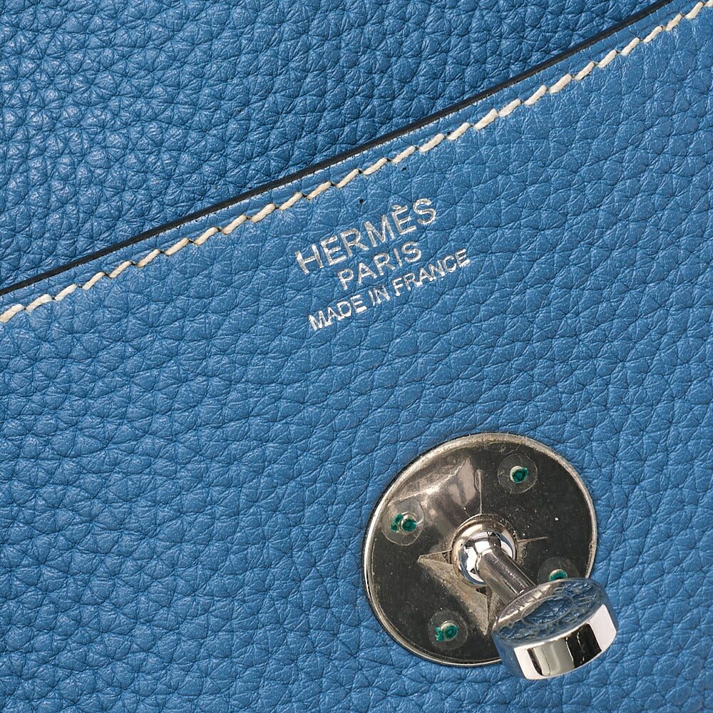 HERMES Lindy 34 Shoulder Bag Tryon Clemence Blue Jean Blue Jean Silver-Tone Hardware, Pre-Owned